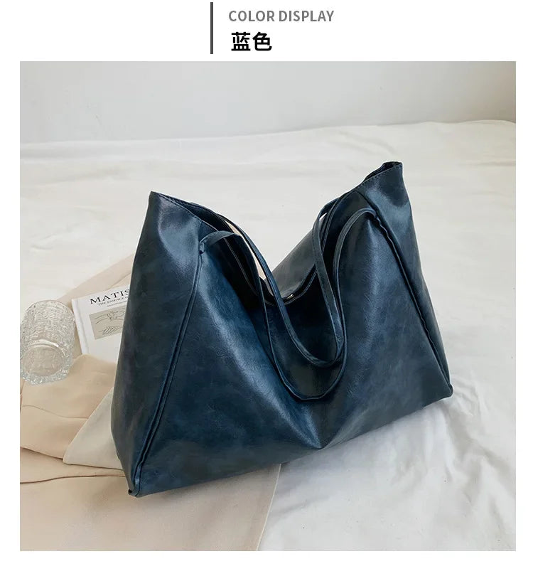 Women Tote Bag Fashion Underarm Pouch Large Capacity Soft Pu Leather Shoulder Bag