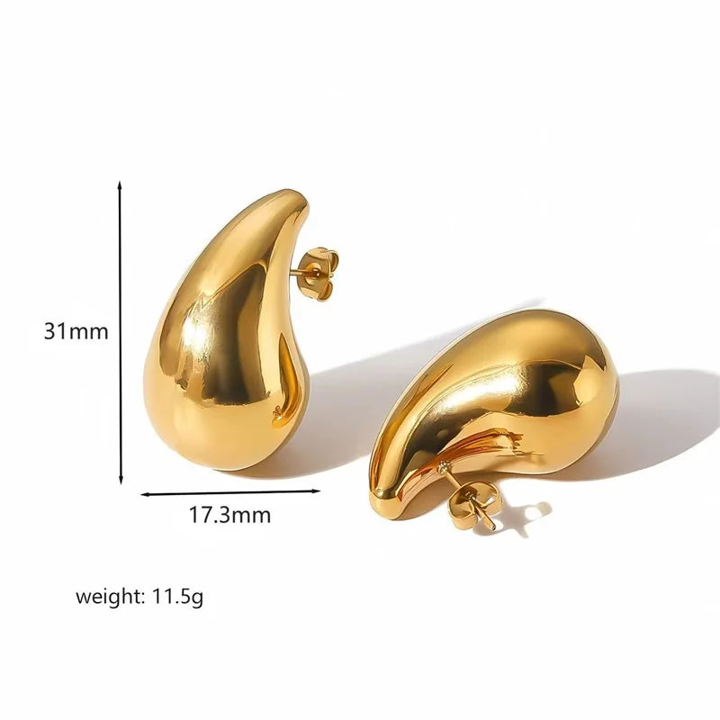 EILIECK 316L Stainless Steel Gold Color Waterdrop Necklace Bracelet Earrings Ring For Women New Droplets Jewelry 4-PCS Set Gift