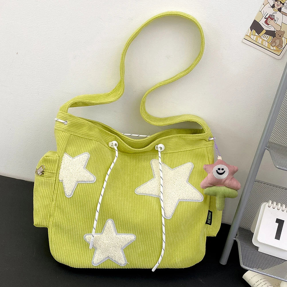 Women Star Pattern Corduroy Crossbody Bag Casual