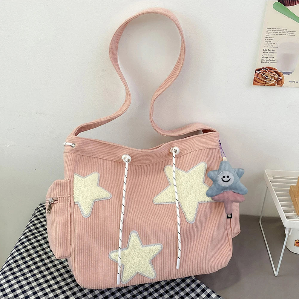 Women Star Pattern Corduroy Crossbody Bag Casual