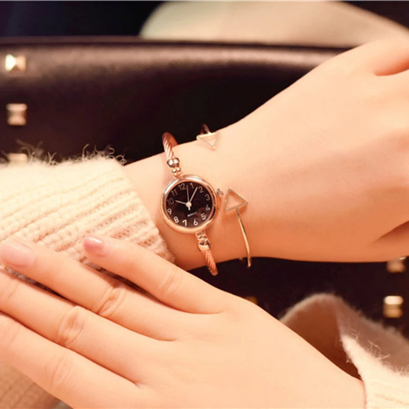 YIKAZE Small Gold Bangle Bracelet Luxury Watch