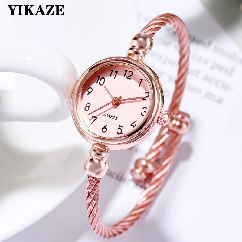 YIKAZE Small Gold Bangle Bracelet Luxury Watch