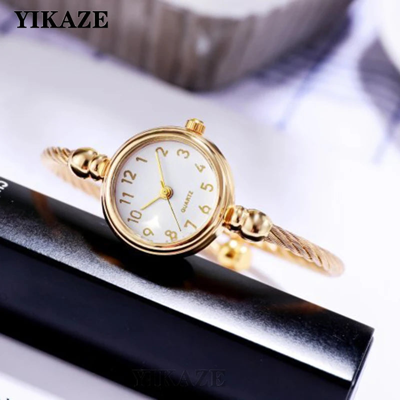 YIKAZE Small Gold Bangle Bracelet Luxury Watch